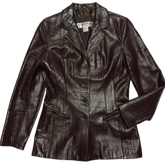 Noviello Bloom Jackets & Blazers - Vintage Noviello Bloom Brown Leather Blazer SZ 8